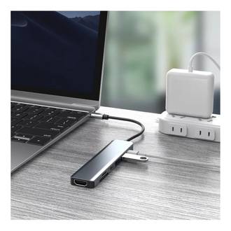 HUB 7 PORTAS TIPO C LOTUS USB 3.0/2.0/HDTV/SD/TF - 9618 - UN - MD9