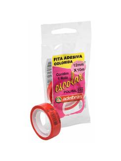 FITA ADESIVA COLORIDA 12X10 - VERMELHO - UN - ADELBRAS