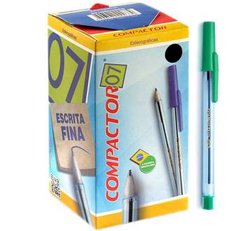 CANETA COMPACTOR 0,7MM - VERDE - CX 100 - COMPACTOR