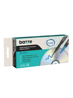 MARCADOR PERMANENTE PONTA DUPL CD/DVD - 0.2MM/1.4MM - AZUL - CX 12 - BAZZE