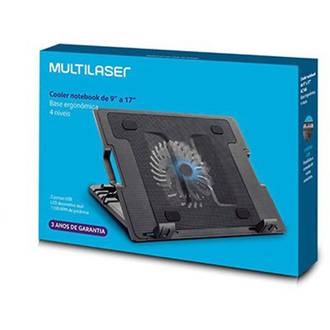 SUPORTE P/ NOTEBOOK C/ COOLER AC166 - PRETO - UN - MULTILASER