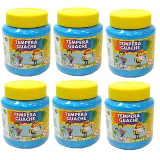 TINTA GUACHE 250ML  - AZUL CELESTE - CX 06 - ACRILEX