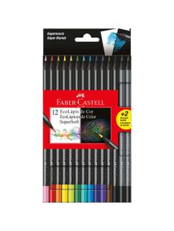 LAPIS DE COR SUPERSOFT REDONDO 12 CORES + 2  ECOLAPIS - C/12 - CX 12 - FABER