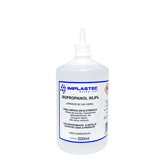 ALCOOL ISOPROPILICO 500ML ISOPROPANOL 99,8% C/ BICO - UN - IMPLASTEC