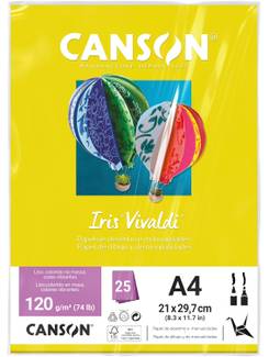 PAPEL IRIS VIVALDE A4 25FLS - 120G - AMARELO - UN - CANSON