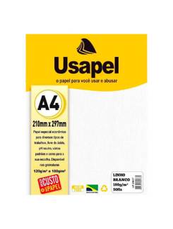 PAPEL LINHO A4 50FLS - 180G - 25017 - BRANCO - UN - USAPEL