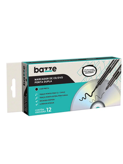 MARCADOR PERMANENTE PONTA DUPL CD/DVD - 0.2MM/1.4MM - PRETO - CX 12 - BAZZE