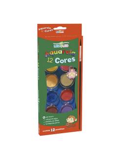 AQUARELA EM PASTILHA C/PINCEL C/12 CORES - 4193 - UN - LEO E LEO