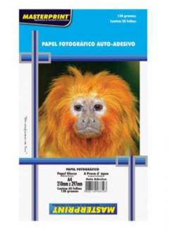 PAPEL GLOSSY ADESIVO A4 50FLS - 130G - 302010041 - UN - MASTERPRINT