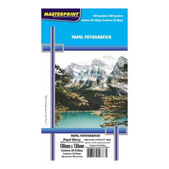 PAPEL GLOSSY 10X15 20FLS - 265G - 302010007 - UN - MASTERPRINT