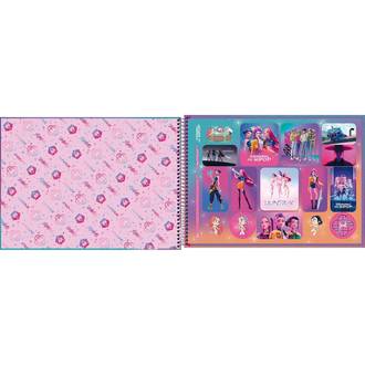 CADERNO DESENHO CAPA DURA 80FLS - ESPIRAL - 399710 - GUERREIRAS KPOP - UN - TILIBRA