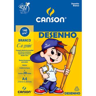 BLOCO DESENHO A4 20FL - 140G - BRANCO - UN - CANSON