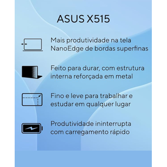 NOTEBOOK 15.6" X515KA-BR309WS CELERONN4500/4GB/128GB/W11 - CINZA - UN - ASUS