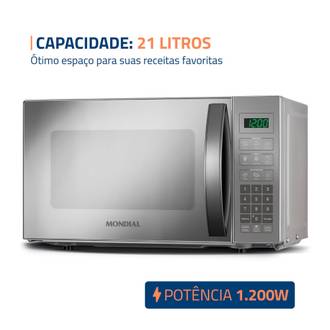 MICRO-ONDAS 21 LTS 220V MO-01-21-E - CINZA/ESPELHADO - UN - MONDIAL