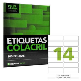 ETIQ INKJET/LASER CARTA 100FL - CC182 - 33X101 - UN - COLACRIL