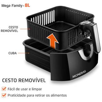 FRITADEIRA AIR FRYER 8L AFN-80-BI 220V - PRETO/INOX - UN - MONDIAL