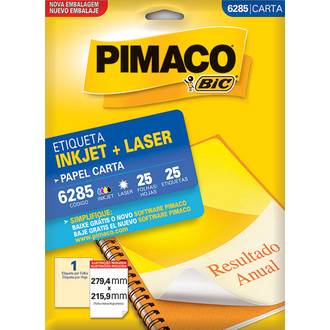 ETIQ INKJET/LASER CARTA 25FL - 6285 - 279X215 - UN - PIMACO