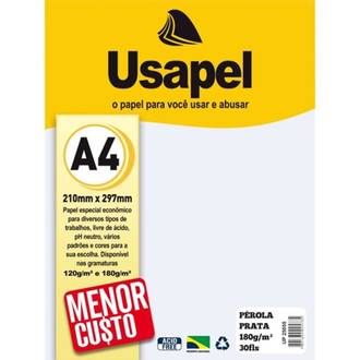 PAPEL PEROLA A4 30FLS - 180G - 25055 - PRATA - UN - USAPEL