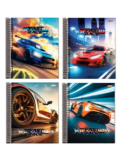 CADERNO UNIV CAPA DURA 20X1 320FLS - FAST RACE - UN - JANDAIA