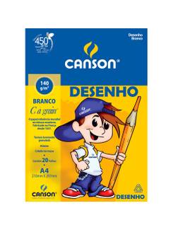 BLOCO DESENHO A4 20FL - 140G - BRANCO - UN - CANSON