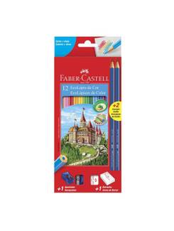 LAPIS DE COR + KIT ESCOLAR 12 CORES  - C/12 - UN - FABER