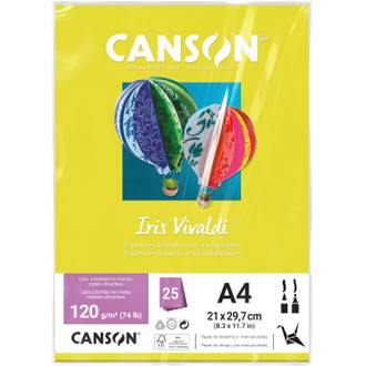 PAPEL IRIS VIVALDE A4 25FLS - 120G - AMARELO CN - UN - CANSON