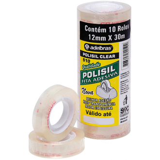 FITA ADESIVA POLISIL 12X30 - 510 - TRANSPARENTE - UN - ADELBRAS