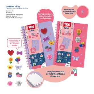 CADERNO PAUTADO CAPA DURA 80FLS - 912954 - HOLIC CHARM - PCT 4 - TRIS