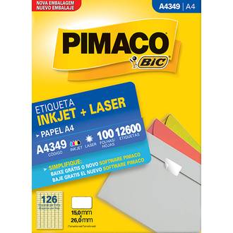 ETIQUETA INKJET/LASER A4 100FL - A4349 - 15X26 - UN - PIMACO