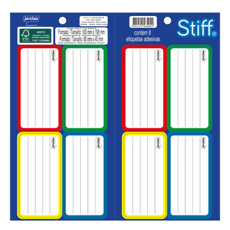 ETIQUETA ADESIVA IDENTIFICACAO 40X80MM - C/8 - STIFF - UN - JANDAIA