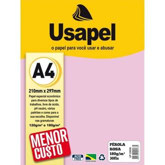 PAPEL PEROLA A4 30FLS - 180G - 25056 - ROSA - UN - USAPEL