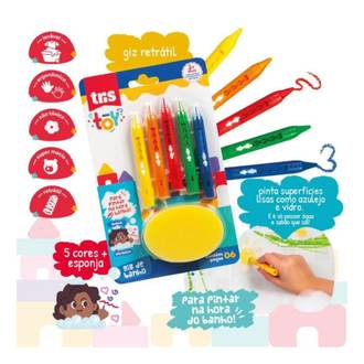 GIZ DE CERA PARA O BANHO TOY 5 CORES - C/ESPONJA - 908063 - CX 96 - TRIS