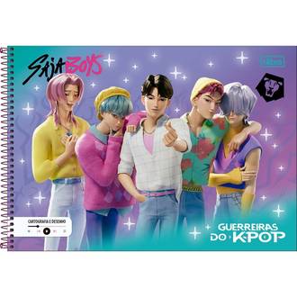 CADERNO DESENHO CAPA DURA 80FLS - ESPIRAL - 399710 - GUERREIRAS KPOP - UN - TILIBRA
