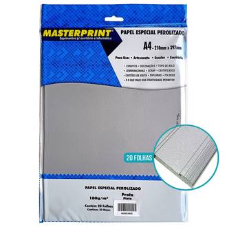 PAPEL PEROLIZADO A4 20FLS - 180G - 302070049 - PRATA - UN - MASTERPRINT