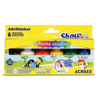 TINTA GUACHE SHOW COLOR 18ML C/6 CORES - C/PINCEL - UN - ACRILEX