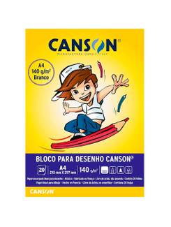 BLOCO DESENHO A4 20FL - 140G - BRANCO - PCT 10 - CANSON