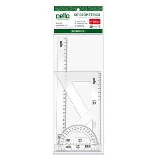 KIT GEOMETRICO 1° GRAU PLAST C/ 4 PEÇAS - 8730 - UN - DELLO