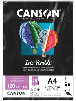 PAPEL IRIS VIVALDE A4 25FLS - 120G - PRETO - UN - CANSON