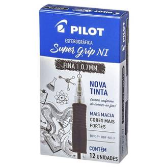 CANETA SUPER GRIP 0.7MM - PRETO - CX 12 - PILOT