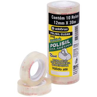 FITA ADESIVA POLISIL 12X30 - 510 - TRANSPARENTE - PCT 10 - ADELBRAS