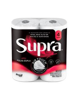 PAPEL HIGIENICO FOLHA DUPLA C/4 - 30M - 100% CELULOSE - UN - SUPRA