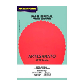 PAPEL LAMINADO A4 10FLS - 250G - 302070042 - VERMELHO - UN - MASTERPRINT