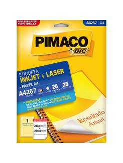 ETIQUETA INKJET/LASER A4 25L - A4267 - 288,5X200 - UN - PIMACO