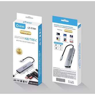 HUB 7 PORTAS TIPO C LOTUS USB 3.0/2.0/HDTV/SD/TF - 9618 - UN - MD9