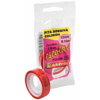 FITA ADESIVA COLORIDA 12X10 - VERMELHO - UN - ADELBRAS