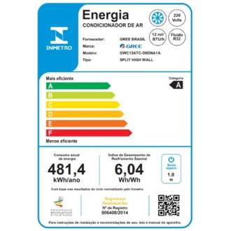 AR CONDICIONADO SPLIT HW INVERTER G-TOP AUTO 18000 BTUS FRIO 220V  - BRANCO - UN - GREE