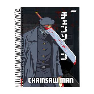 CADERNO UNIV CAPA DURA 10X1 160FLS - CHAINSAW MAN - UN - JANDAIA