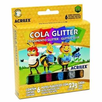 COLA COLORIDA C/GLITER 6 CORES 23G CADA - UN - ACRILEX