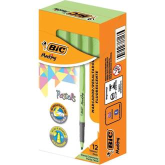 MARCA TEXTO BRITE LINER PASTEL  - GREEN - CX 12 - BIC