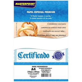 PAPEL MATTE ADESIVO 20FLS - 180G - 302010048 - UN - MASTERPRINT
